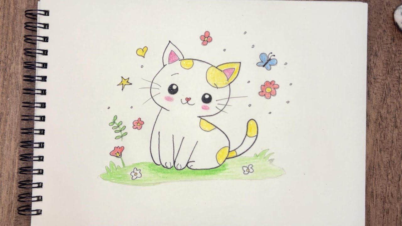 Tatlı Kedi Çizimi 🐱 | Adım Adım Kolay ve Sevimli Kedi Resmi Çizimi #drawing #easydrawing #art