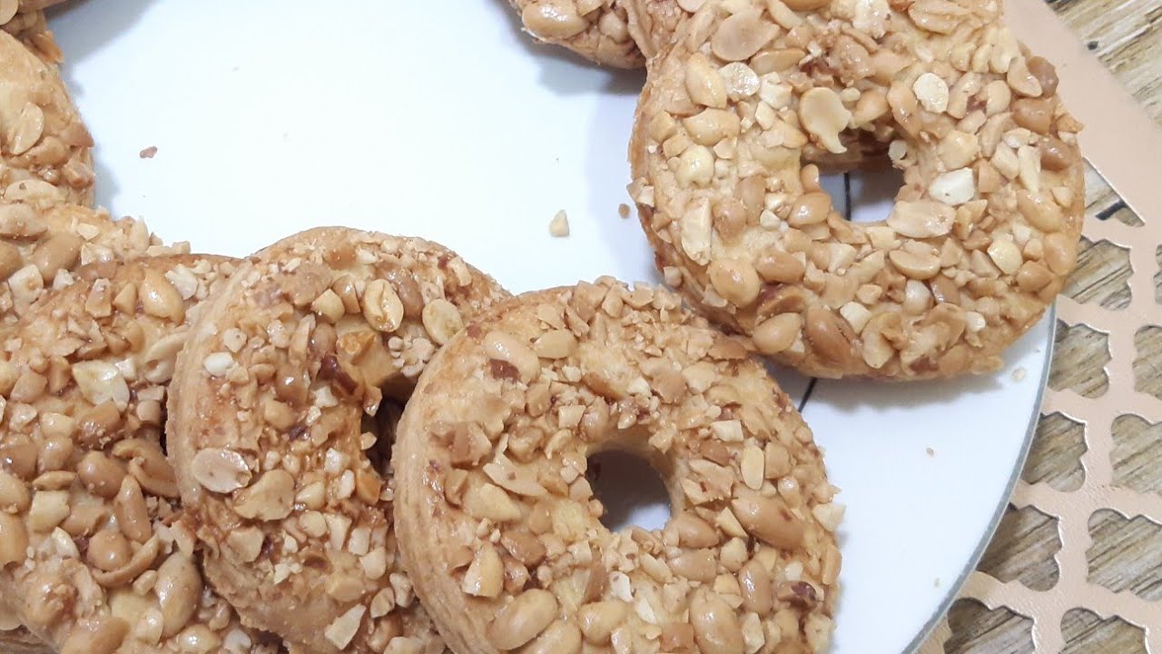 بسكويت الفول السوداني المقرمش🍪 بالطريقة الكورية😋 طعيييييم.