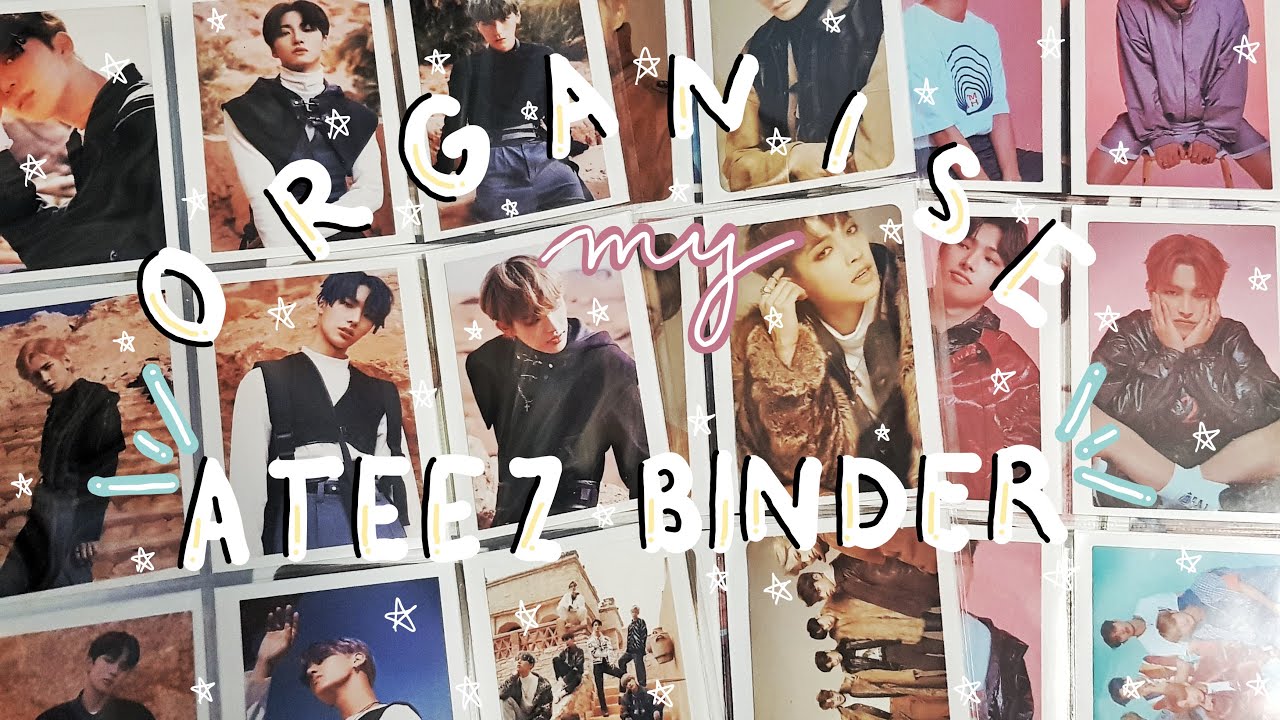 -`, organising my ateez photocard binder ep. 1 🌸