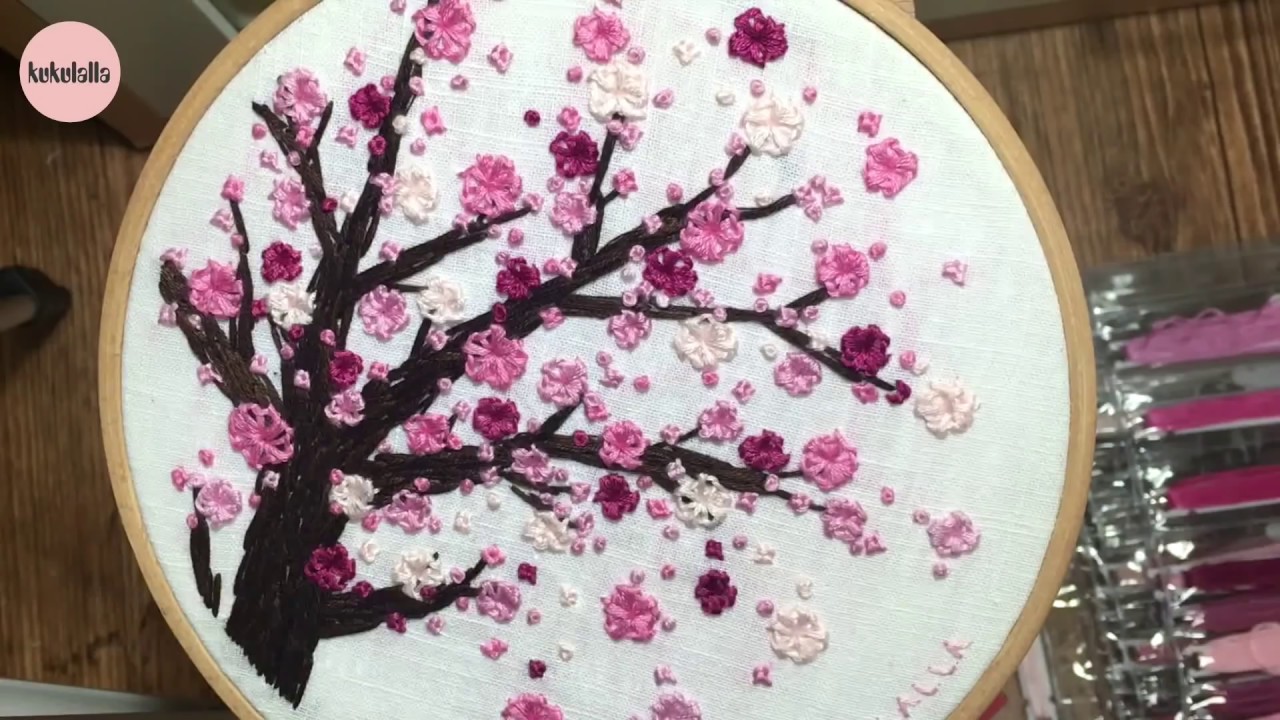 [프랑스자수 ] Cherry Blossom embroidery 벚꽃 자수