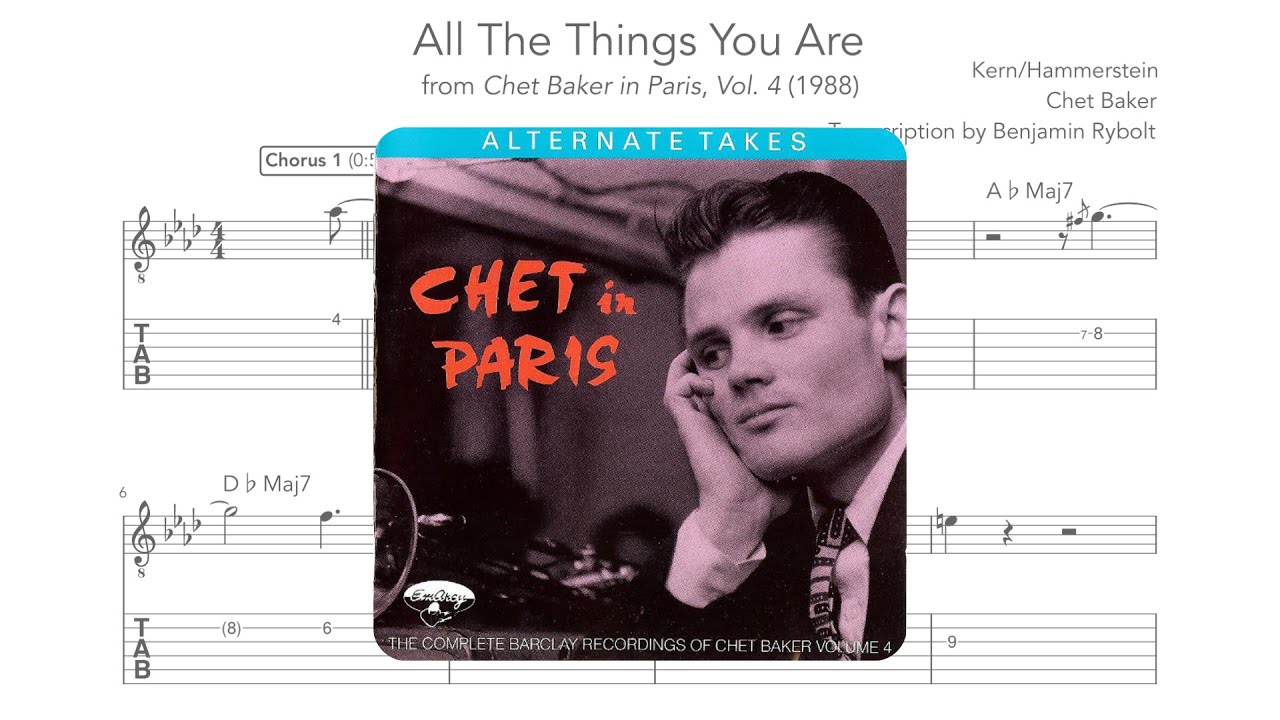 Chet Baker | All The Things You Are from In Paris, Vol. 4 (arr. for guitar) Transcription w/ TABs