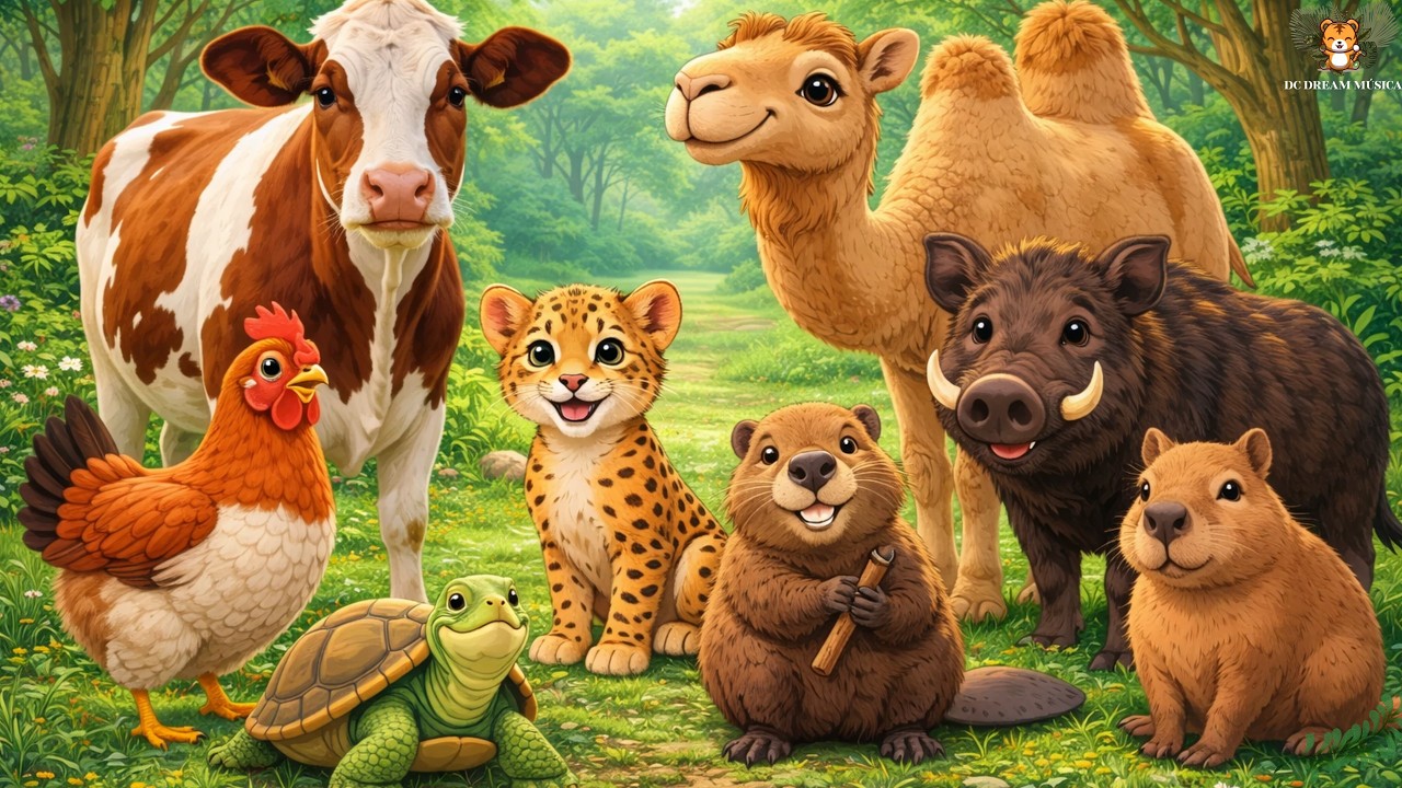 Real Animal Sounds from Nature: Hen, Cow, Cheetah, Camel, Boar, Beaver, Capybara, Turtle