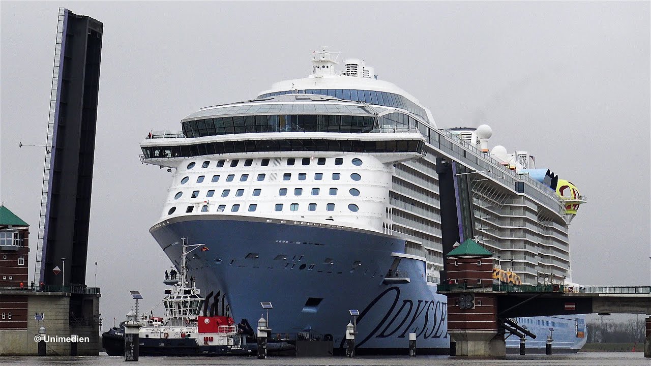 ODYSSEY OF THE SEAS | worlds most spectacular conveyance of giant cruise ship across small river |4K