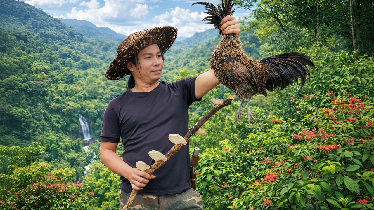 Setting traps to catch wild chickens - Fishing, grilling fish, reinforcing the bamboo raft