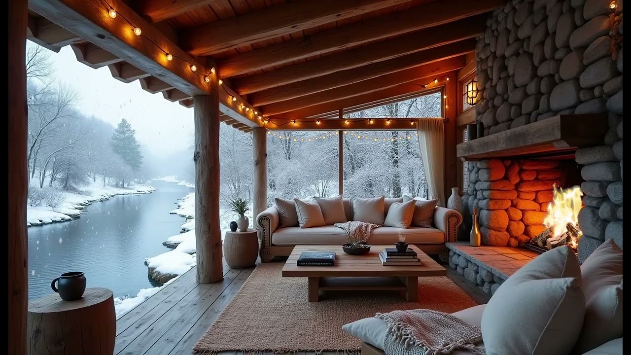 Warm Fireplace Ambience with Soft Piano | Deep Calm, Stress Relief & Focus