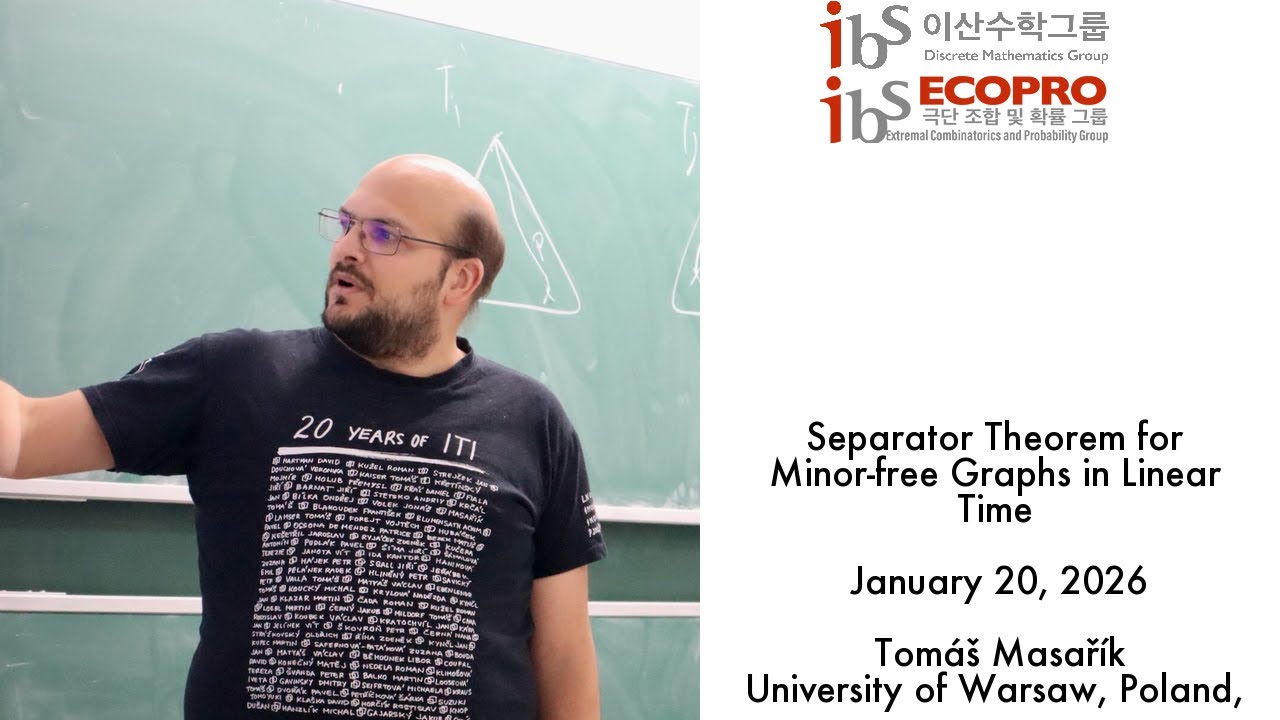 2026.01.20, Tomáš Masařík, Separator Theorem for Minor-free Graphs in Linear Time
