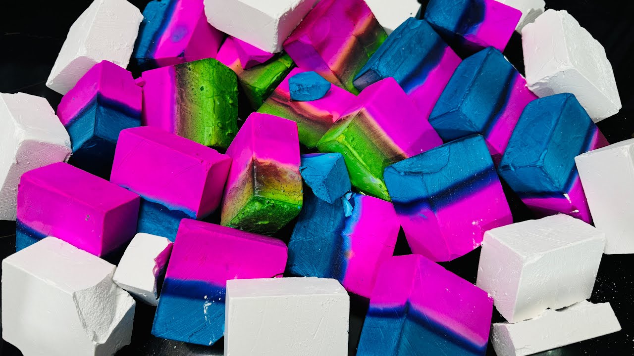 Dual Dyed Gym Chalk Block Crush ASMR | Soft Dyed Chalk ASMR Crush 