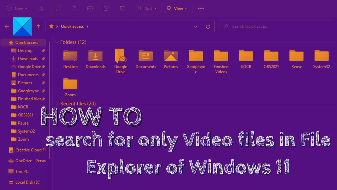 How to search for only Video files in File Explorer of Windows 11