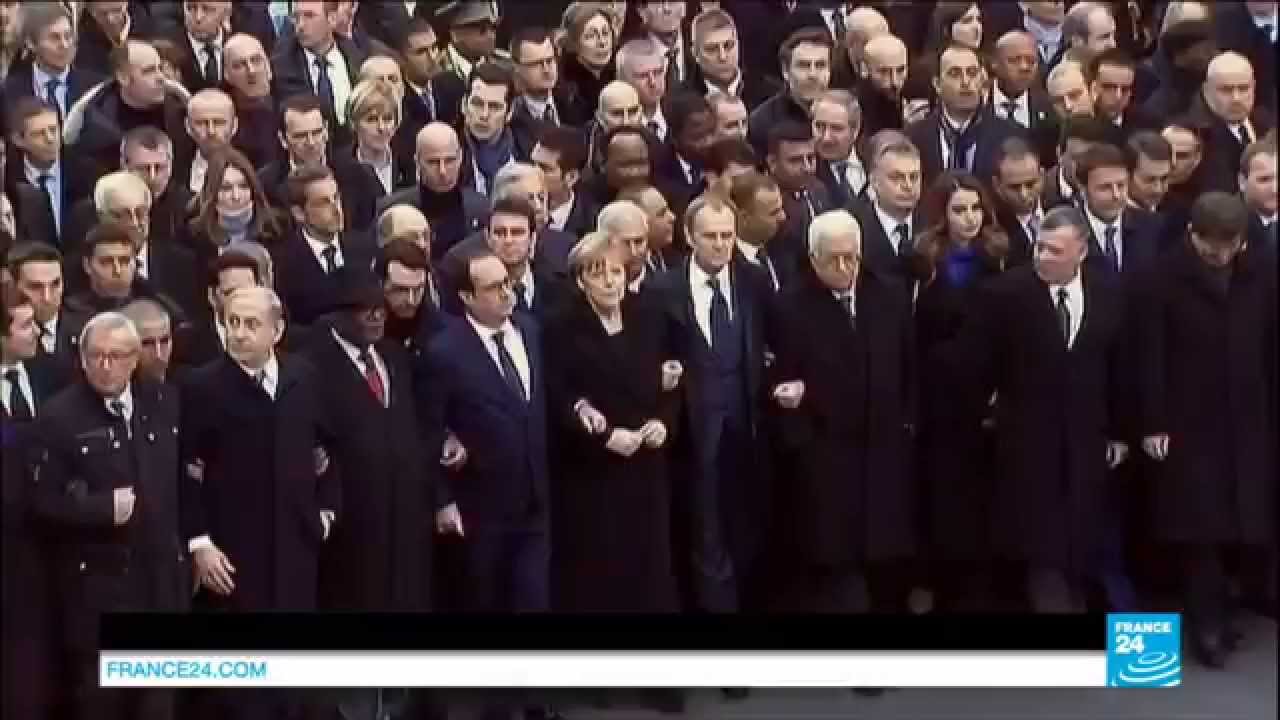 World leaders link arms to march in Paris and pay tribute to the victims - Paris Terror attacks