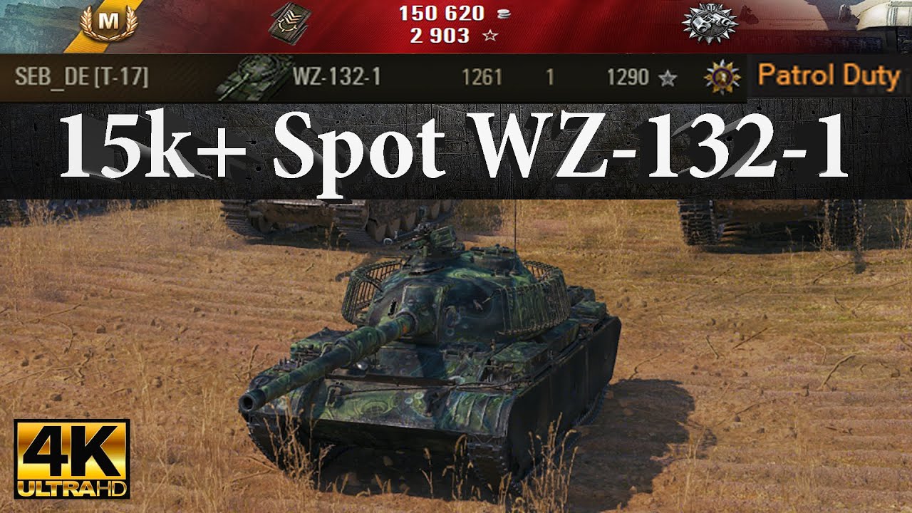 WZ-132-1 video in Ultra HD 4K🔝  15k+ Spot on Prokhorovka, 1261 dmg 🔝 World of Tanks ✔️