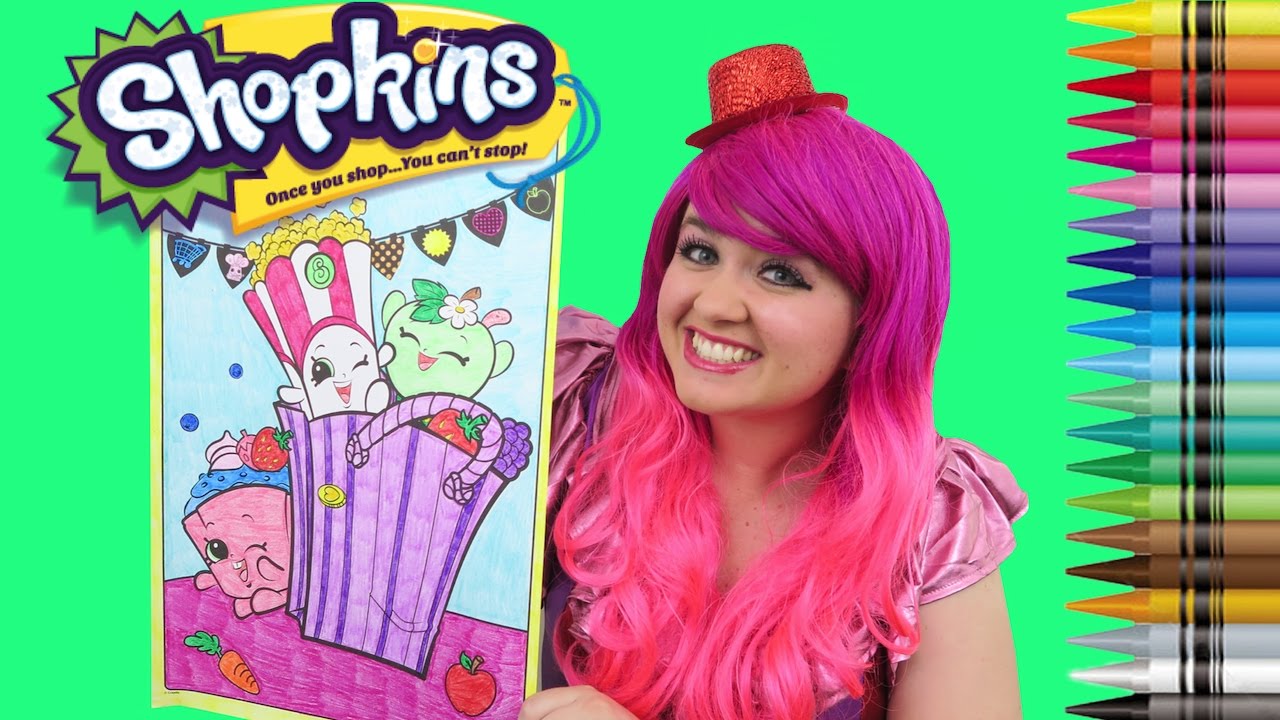 Coloring Shopkins Poppy Corn, Apple Blossom & Cupcake Chic GIANT Coloring Page | KiMMi THE CLOWN