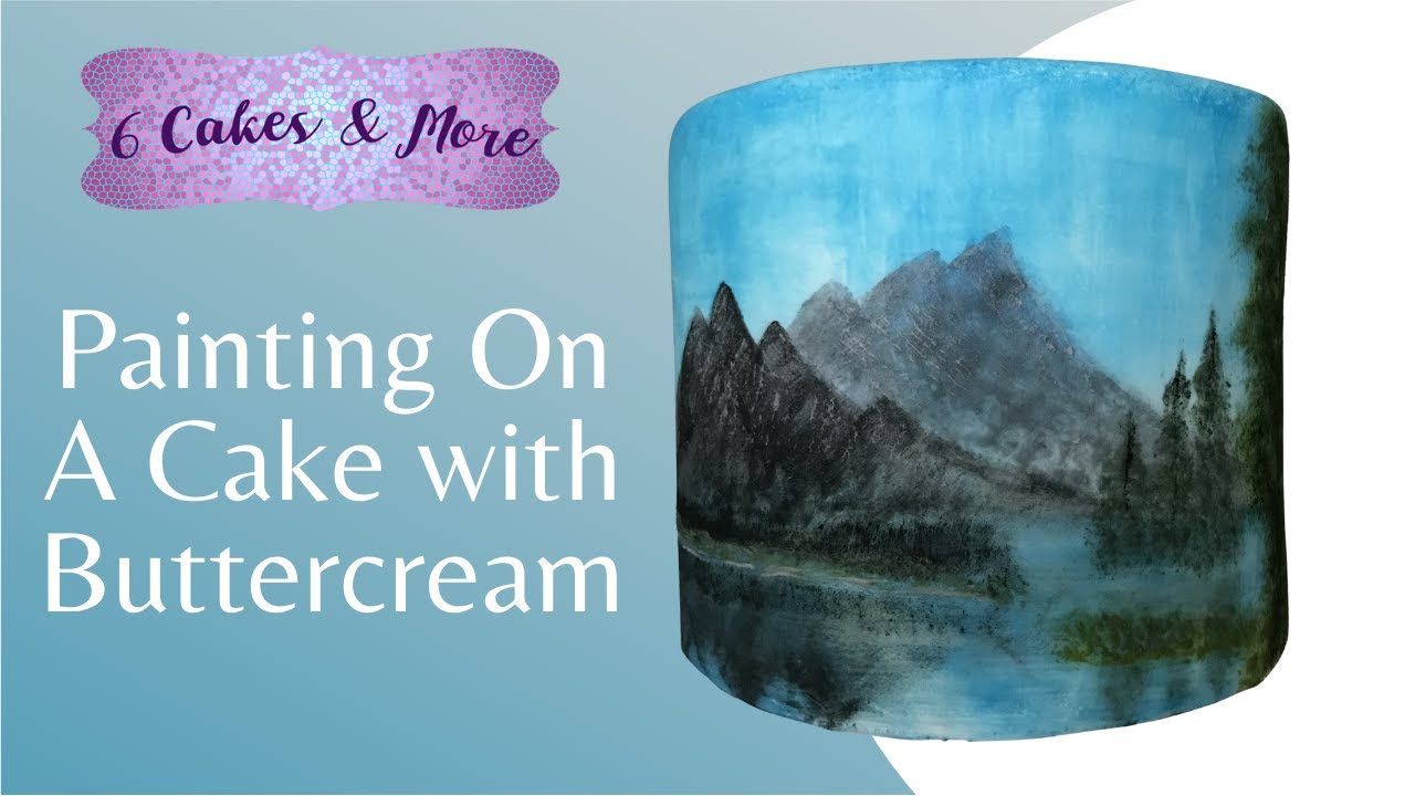 Painting a Landscape with Buttercream!  Bob Ross Inspired! Panoramic cake painting