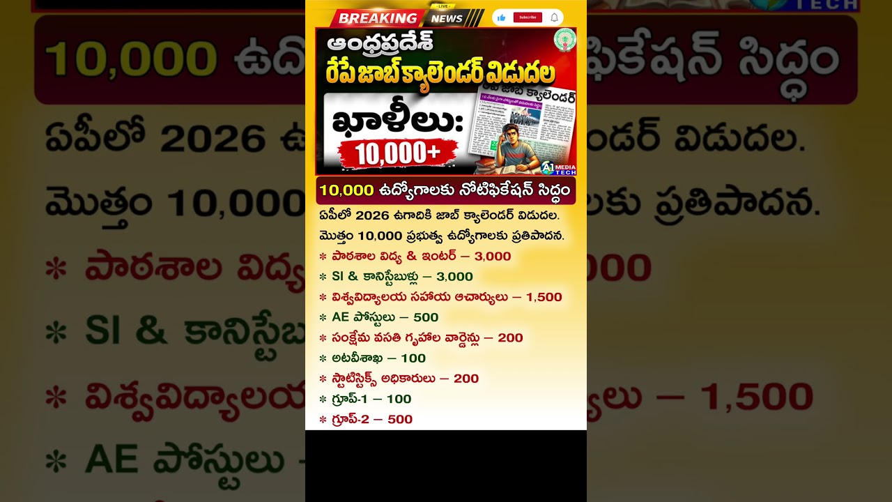 నిరుద్యోగులకు సీఎం గుడ్&zwnj;న్యూస్.! AP Job Calendar 2026 Latest News | Latest AP Govt Jobs Notification