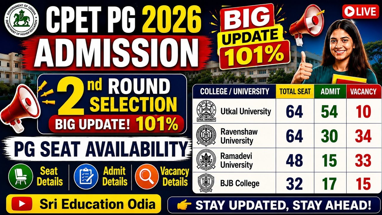 CPET PG Admission 2026 | CPET PG 2026 2nd Round Selection 🔥 PG Seat Vacancy & Admission BIG UPDATE