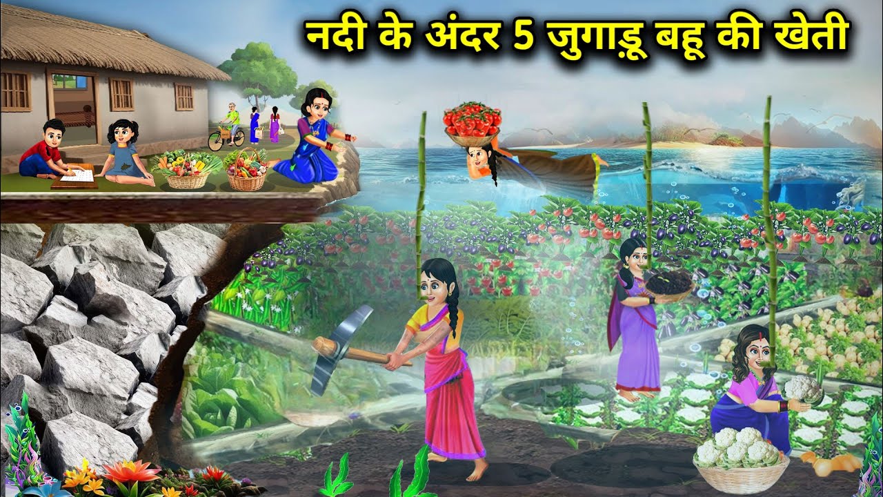 नदी के अंदर 5 जुगाड़ू बहू की खेती || Hindi Cartoon Stories || Saas Bahu Ki Ghar Gharsthi ||