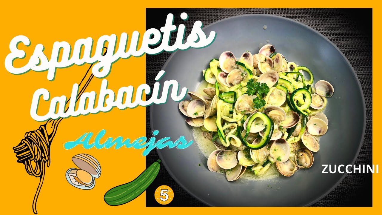 ESPAGUETIS de  CALABACÍN con CHIRLAS - Recetas en 5 Minutos