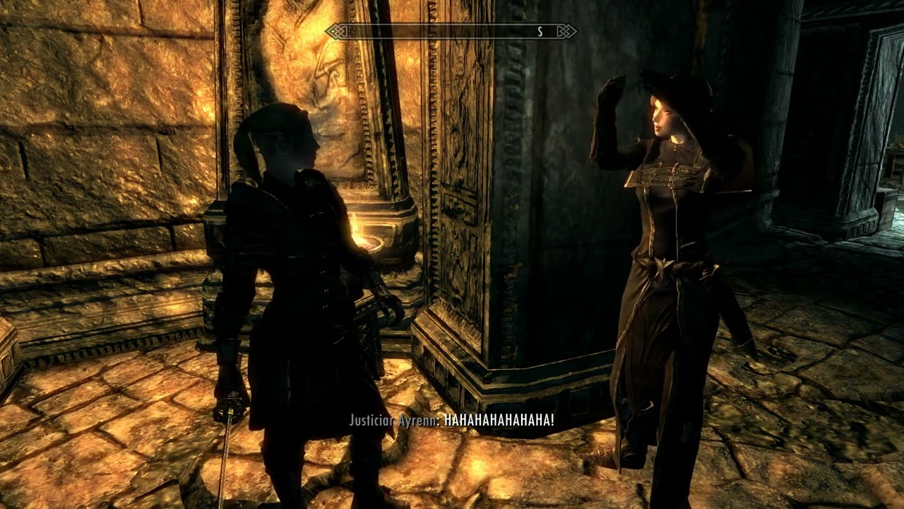 Skyrim Thalmor Follower Mod - Justiciar Ayrenn saves her life by telling Thalmor jokes to Delphine