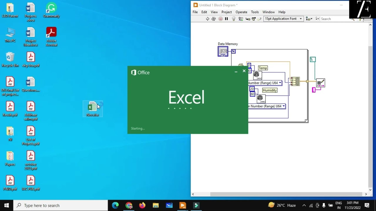Регистрация данных в Excel с помощью LabVIEW