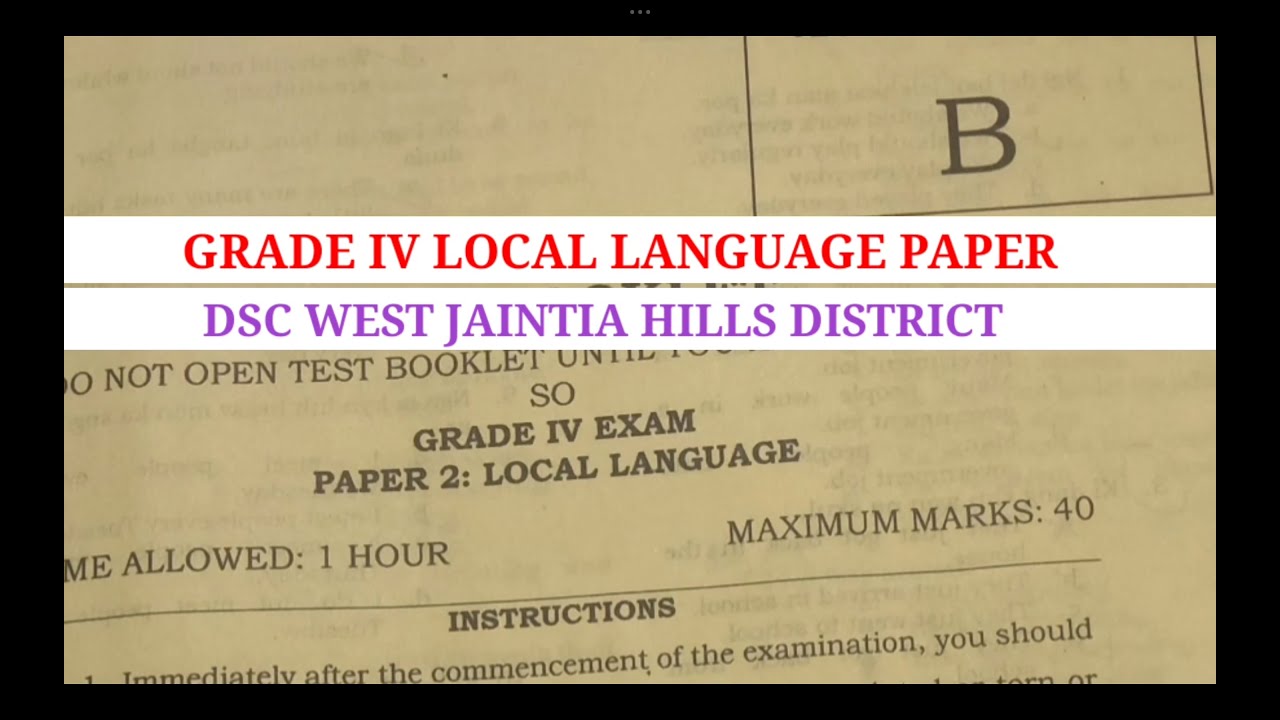 Local Language Paper DSC Grade IV West Jaintia Hills