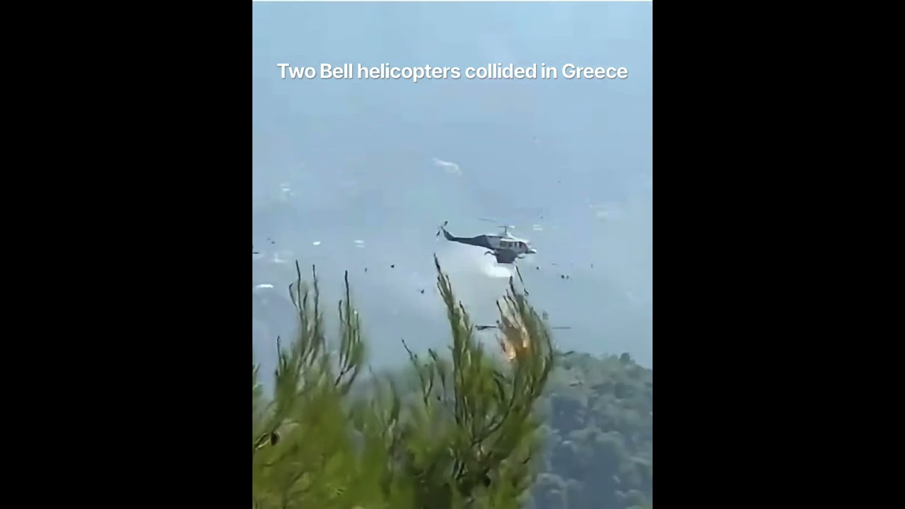Two Bell 214 helicopters collided in Greece while conducting firefighting operations.  #greece
