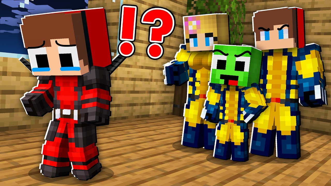 Maizen WOLVERINE Family Adopted Baby Mikey and KICKED Baby JJ DEADPOOL out in Minecraft - Maizen