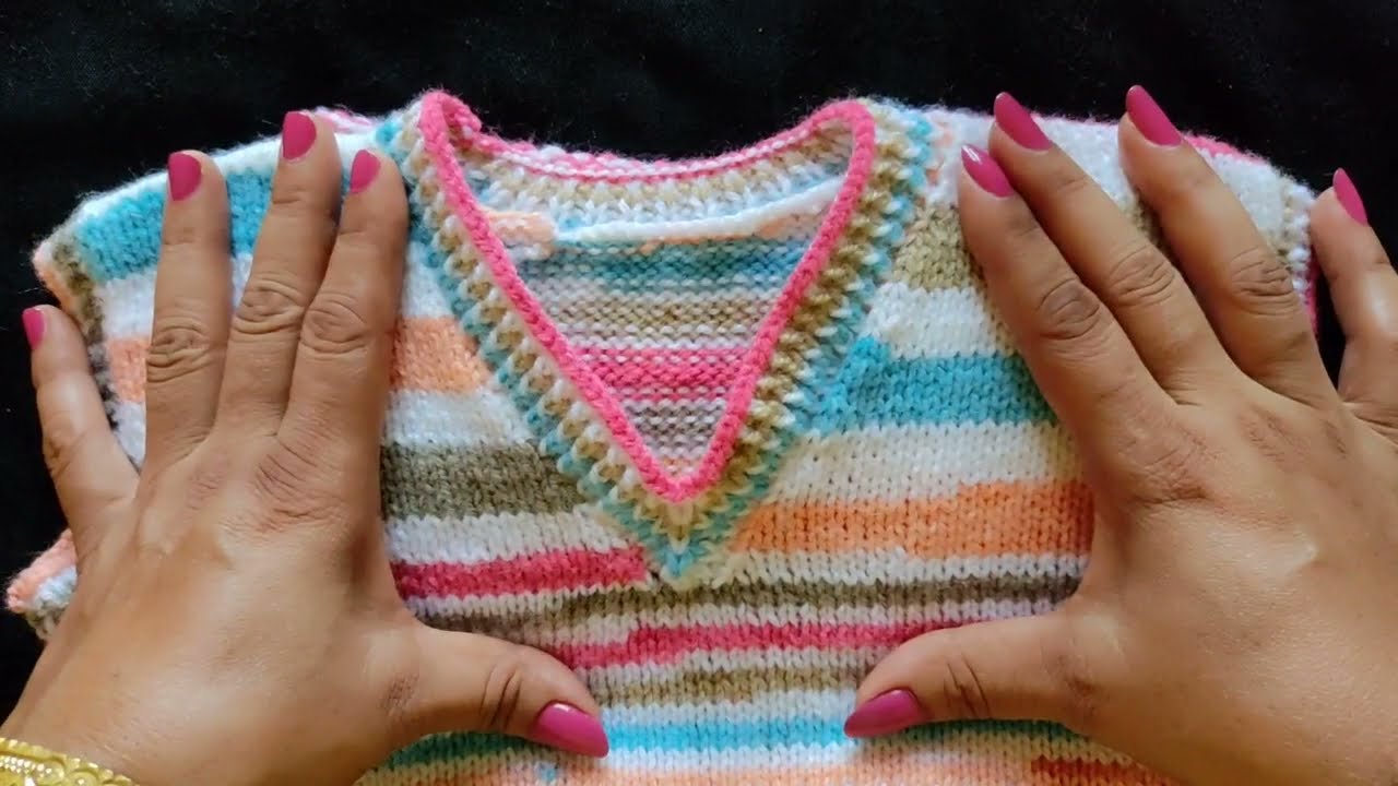 Baby half sweater(Part-2) Arm Hole, neck cutting and full Mausere ment.