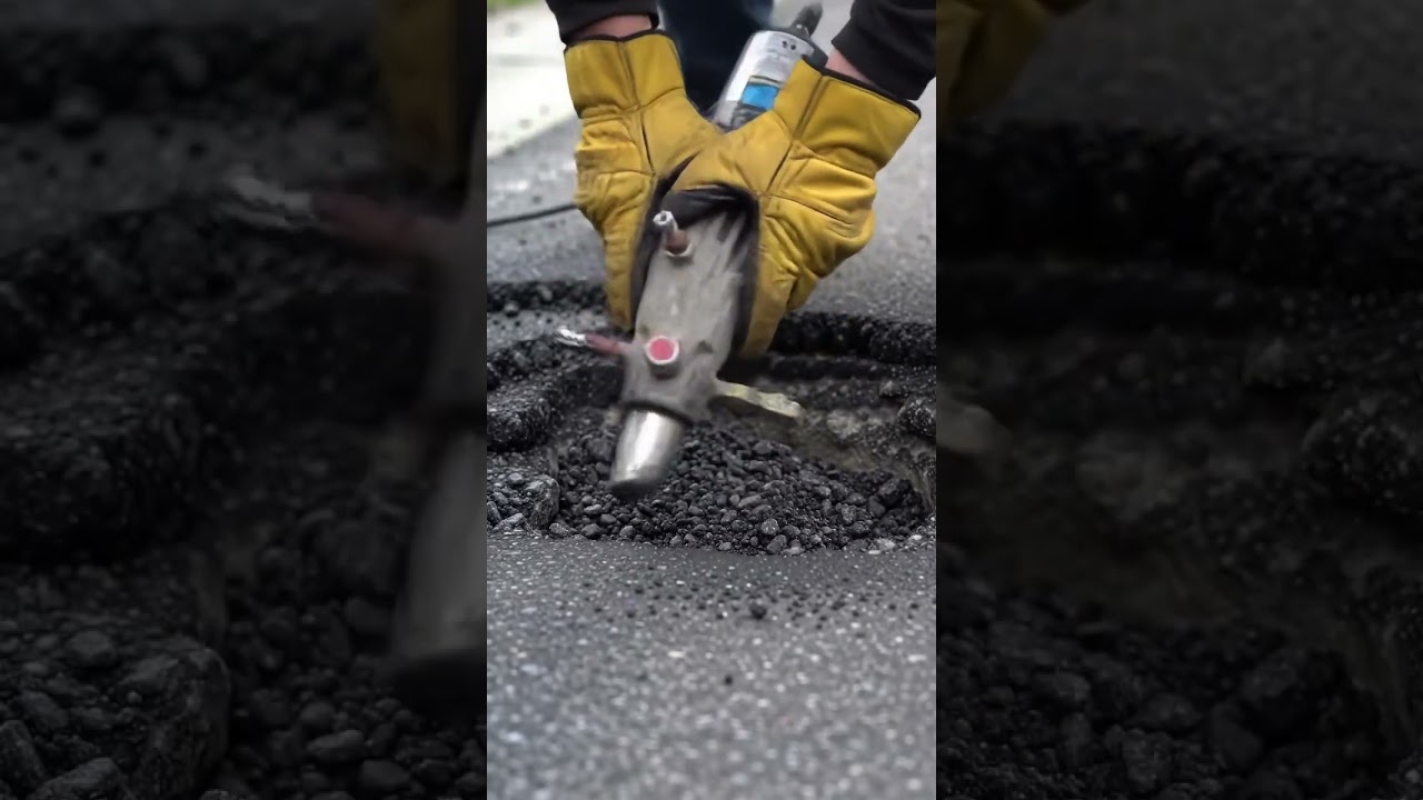 Repair pothole?  #construction #highway #video #road #pothole #shorts