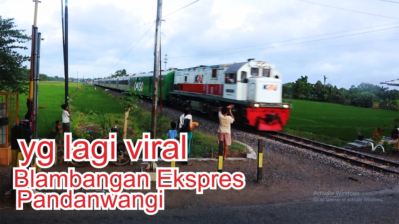 Kereta Ekspres.!! Kereta api cepat Blambangan Ekspres melintas pengendara lainnya penuhin jalan