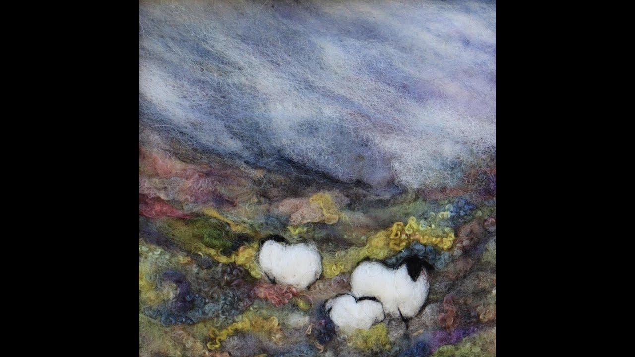 How to needle felt sheep on to a landscape picture