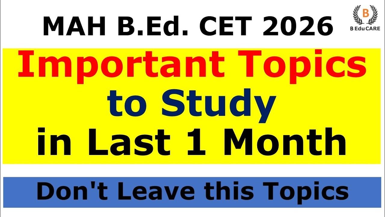 Important Topics to Study for B.Ed. CET 2026 -  #bedcet #cet2026 #cet #live #exam