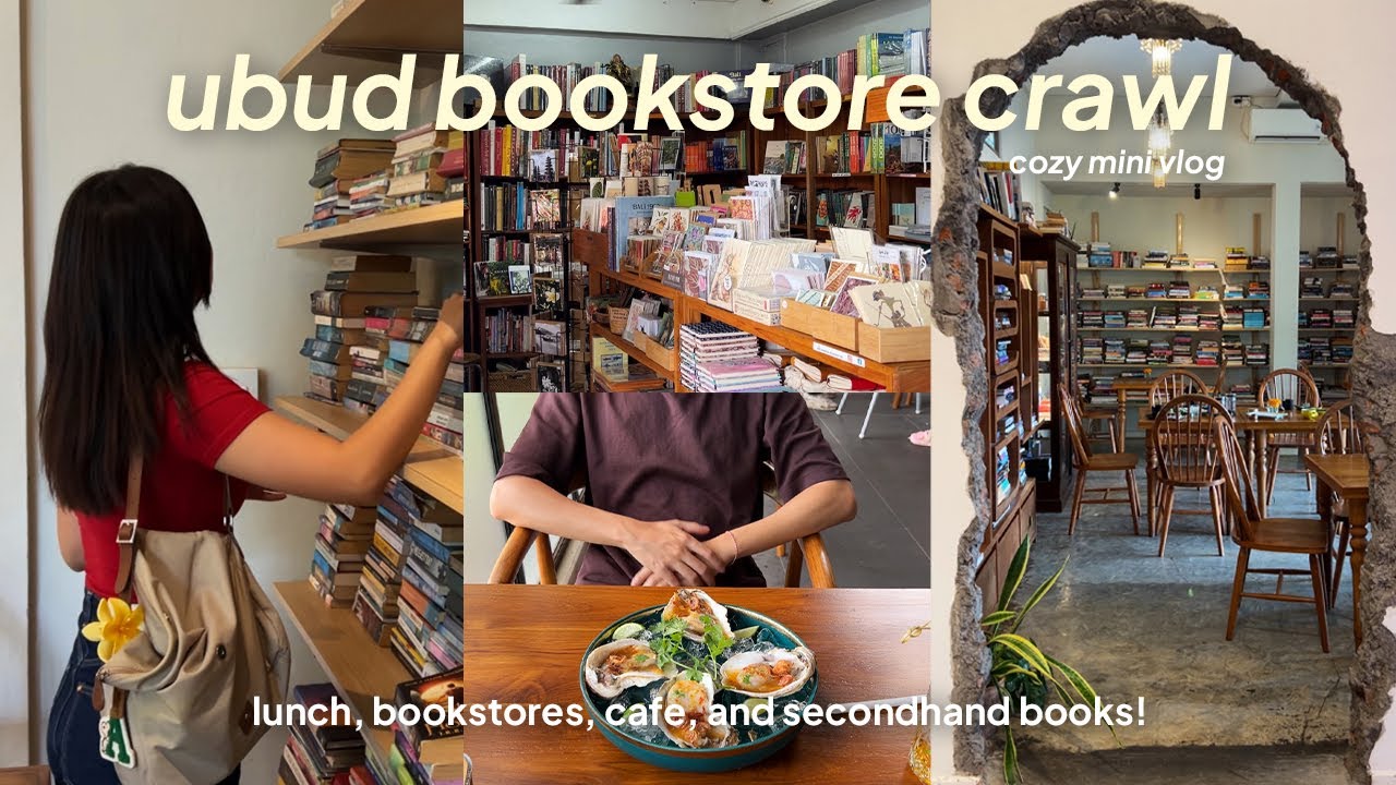 cozy vlog🧸📚 bookstores, secondhand books, and library cafe in ubud!