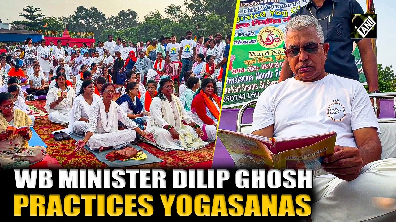 West Bengal Min Dilip Ghosh participates in Gita Path and Yoga Session ahead of Int&rsquo;l Yoga Day
