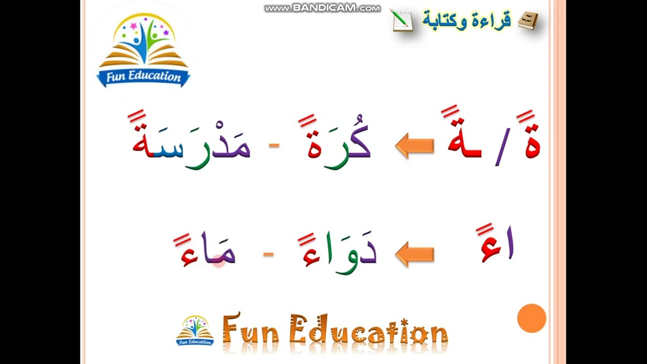 حالات لا تضاف فيها ألف بعد التنوين بالفتح _ تعليم القراءة و الكتابة