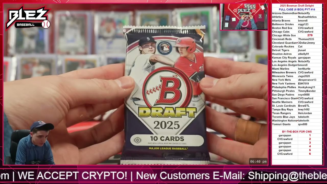 2025 Bowman Draft Delight FULL CASE BREAK #14 PICK YOUR TEAM