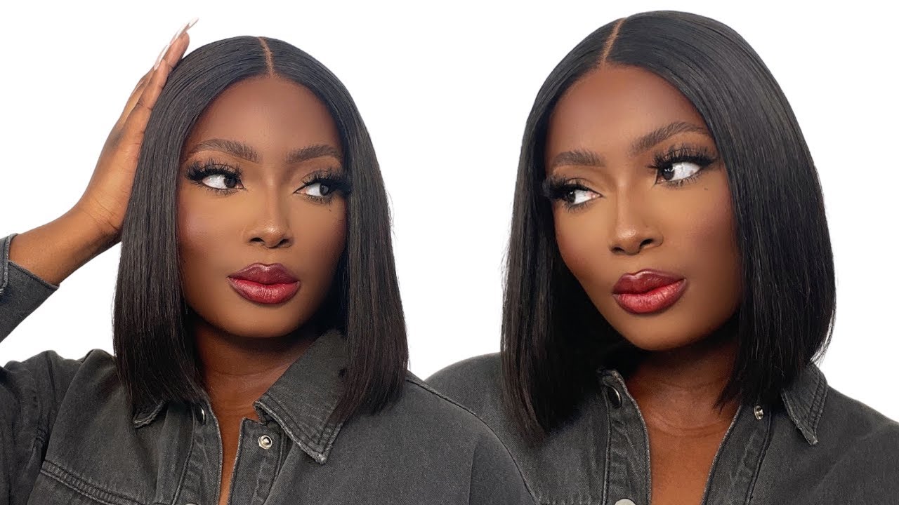 BOLD RED LIP MAKEUP LOOK ON DARK SKIN FT ULA HAIR HD 5X5 BOB WIG 😍