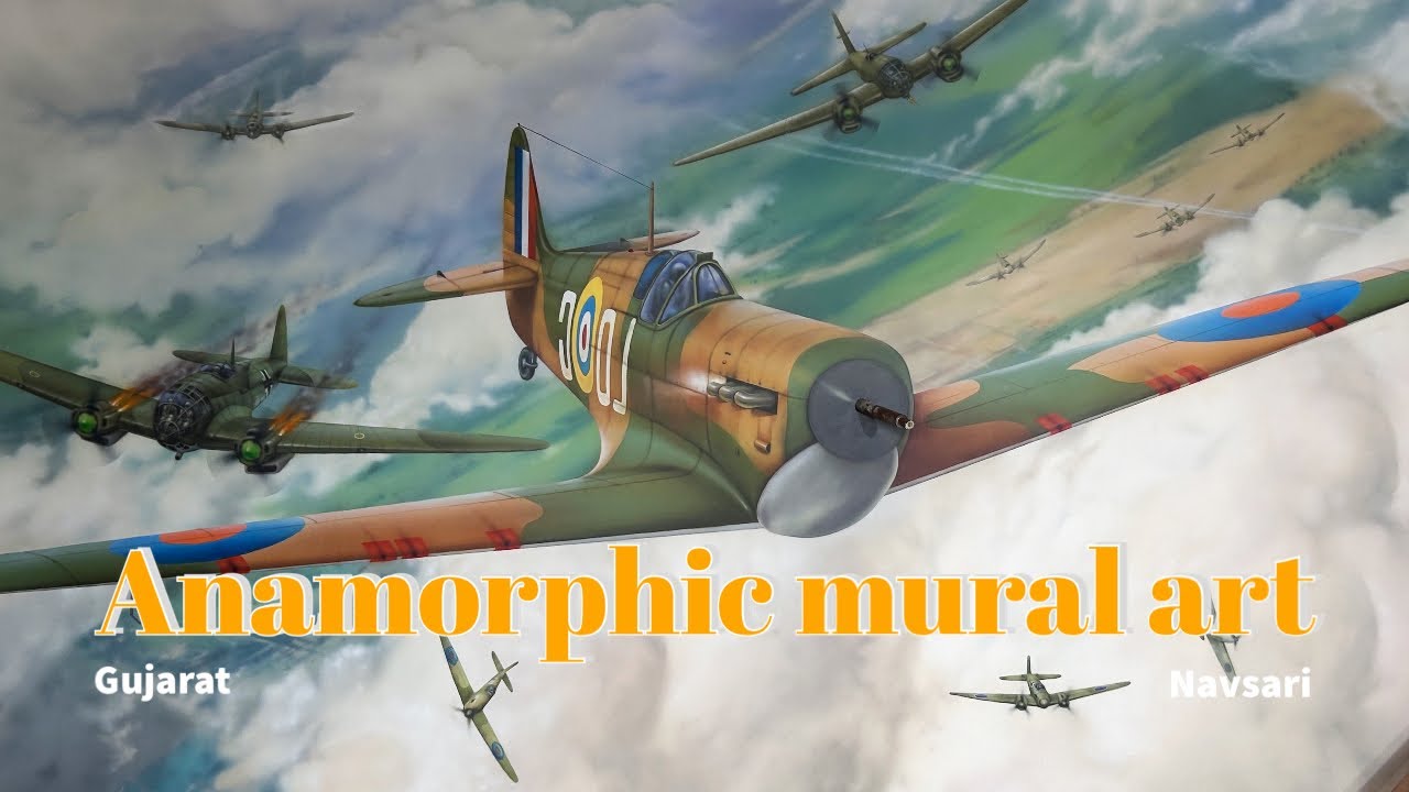 Anamorphic mural art | Aircraft | fighter jets | spitfires | hand painting | airbrush painting