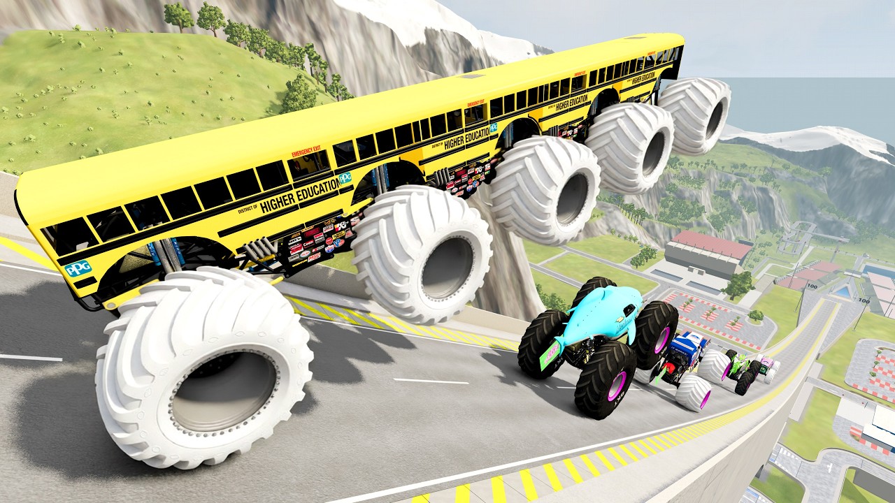 Epic High Speed Monster Truck Jumps And Crashes #087 - BeamNG Drive