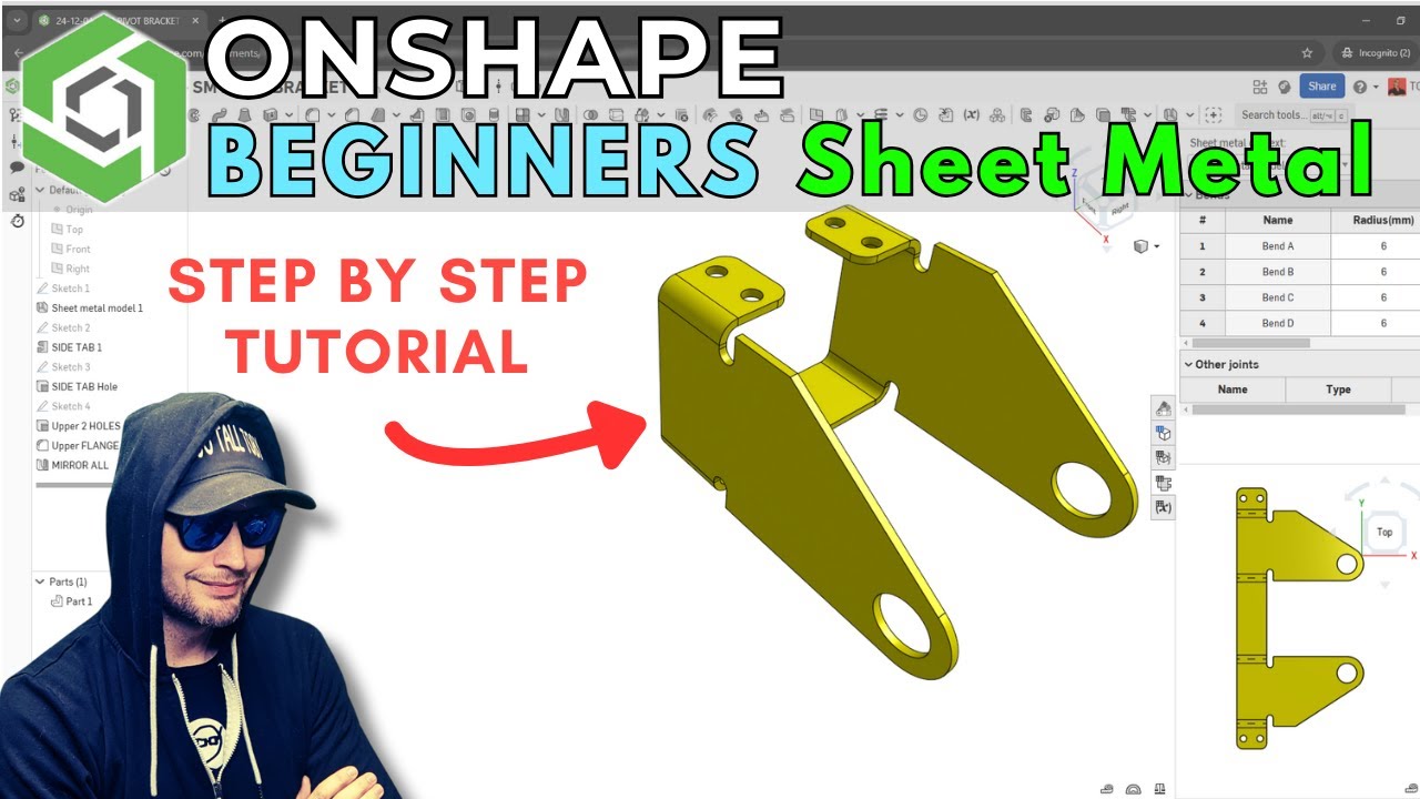 BEGINNERS Onshape SHEET METAL Tutorial - Step by Step guide