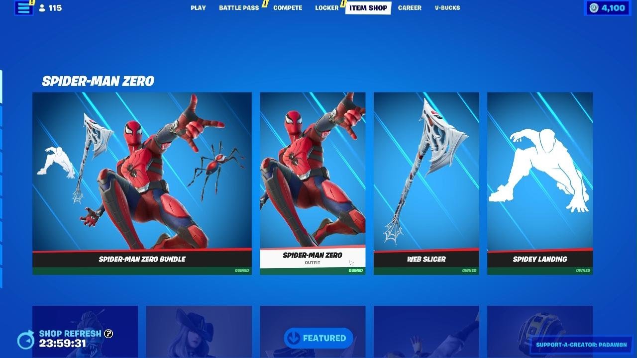 FORTNITE SPIDER-MAN ZERO SKIN IS IN THE SHOP! | June 15th Item Shop Review