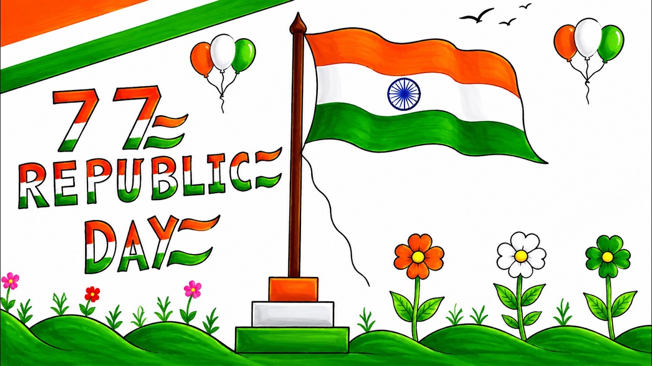 REPUBLIC DAY EASY DRAWING 2026 | HAPPY REPUBLIC DAY DRAWING EASY AND BEAUTIFUL