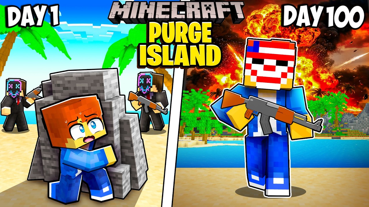 I Survived 100 Days on PURGE ISLAND in Minecraft!
