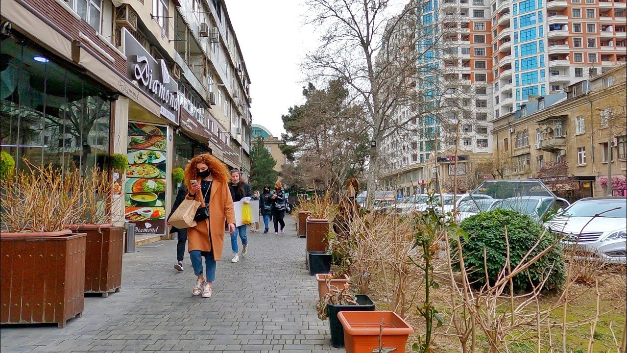 Пешеходный Тур по городу Баку - март 2021 | Улица Ага Нематулла - Прогулка | Walking tour | GoPro 9