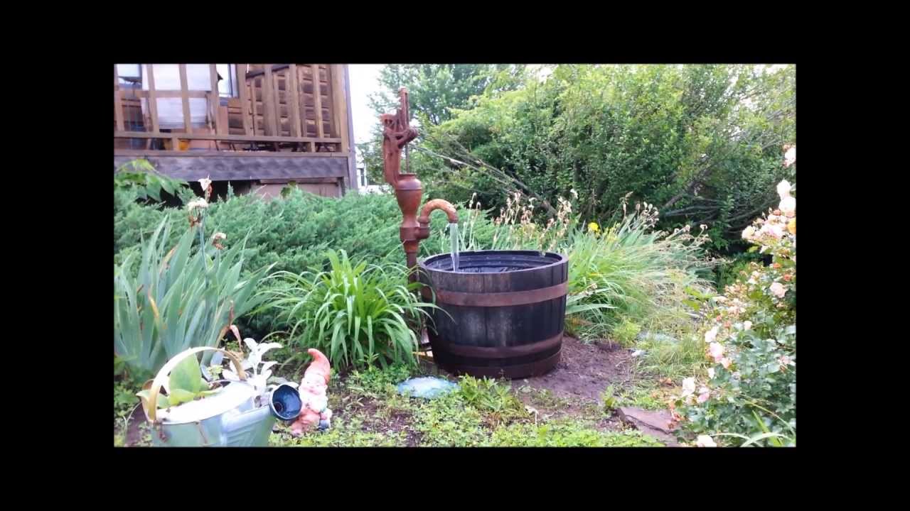 Making a well pump whiskey barrel fountain