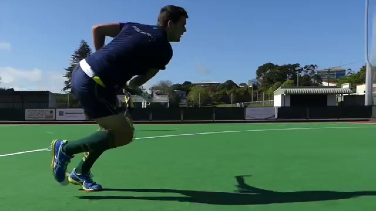 Blake Govers Drag Flick. Australian Olympic mens hockey player drag flick close up