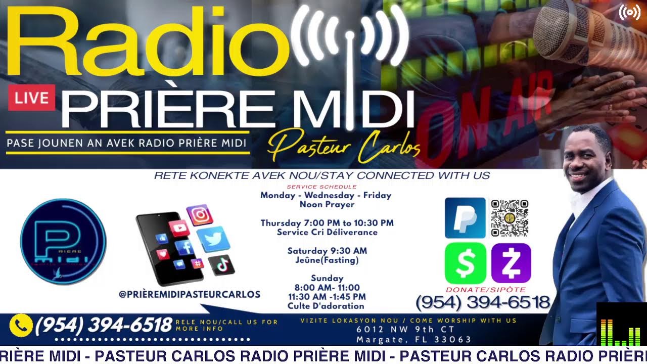 RADIO PRIÈRE MIDI - Pasteur Carlos |  Pase Jounen an ak PRIÈRE MIDI #radio
