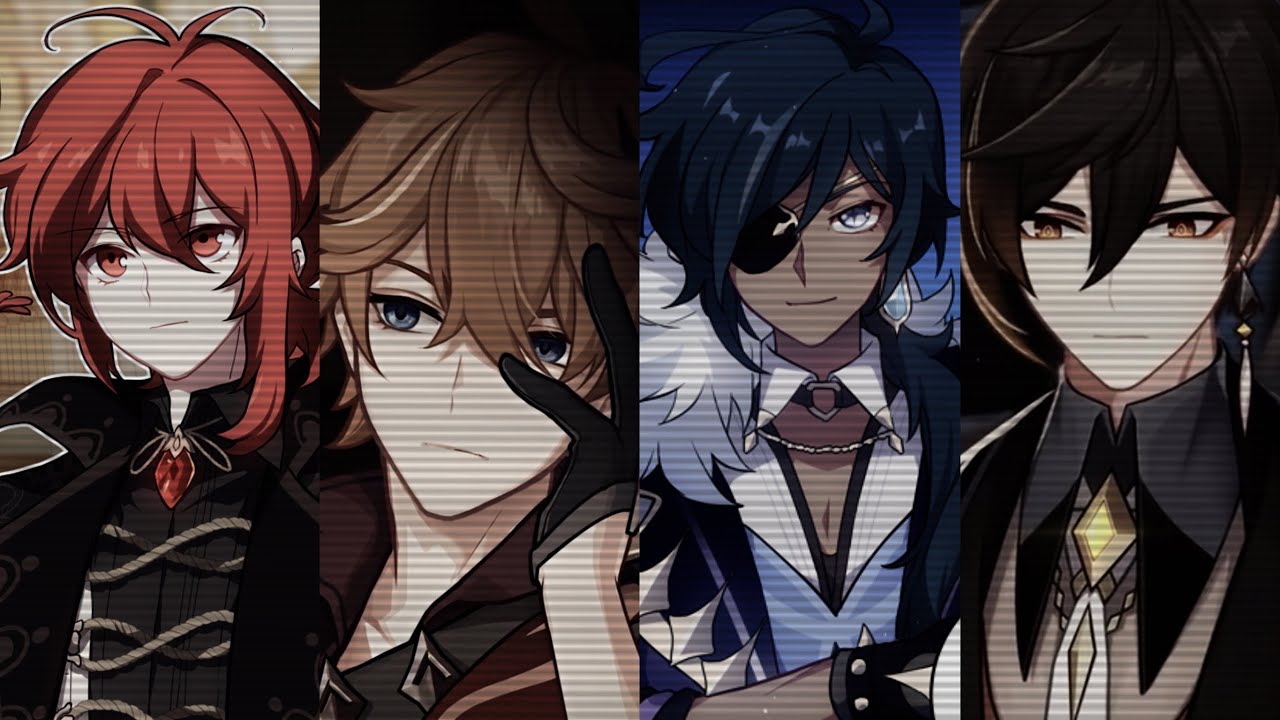 Diluc, Childe, Kaeya, Zhongli edit - poker face | Genshin impact
