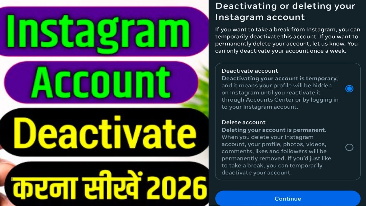 Instagram Account Deactivate Kaise Kare 2026 | How To Deactivate Instagram Account Temporarily (New)