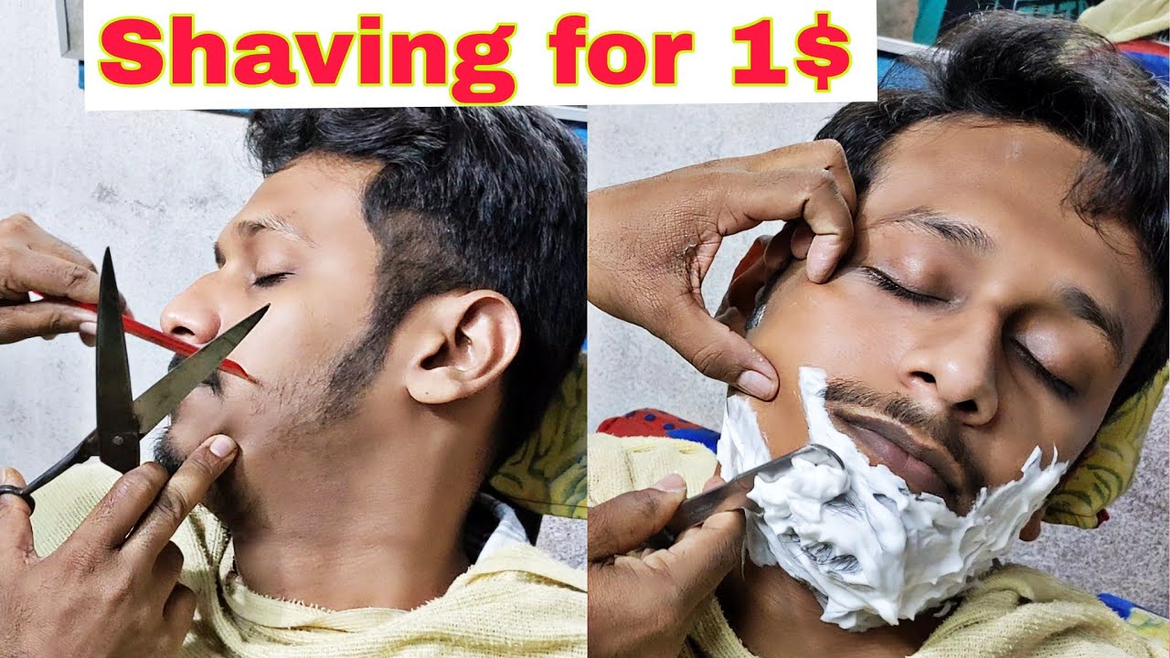 Beard Shave and Face Wash at Only 1 Doller | Face Massage | Street Barber at Cheapest Price | ASMR