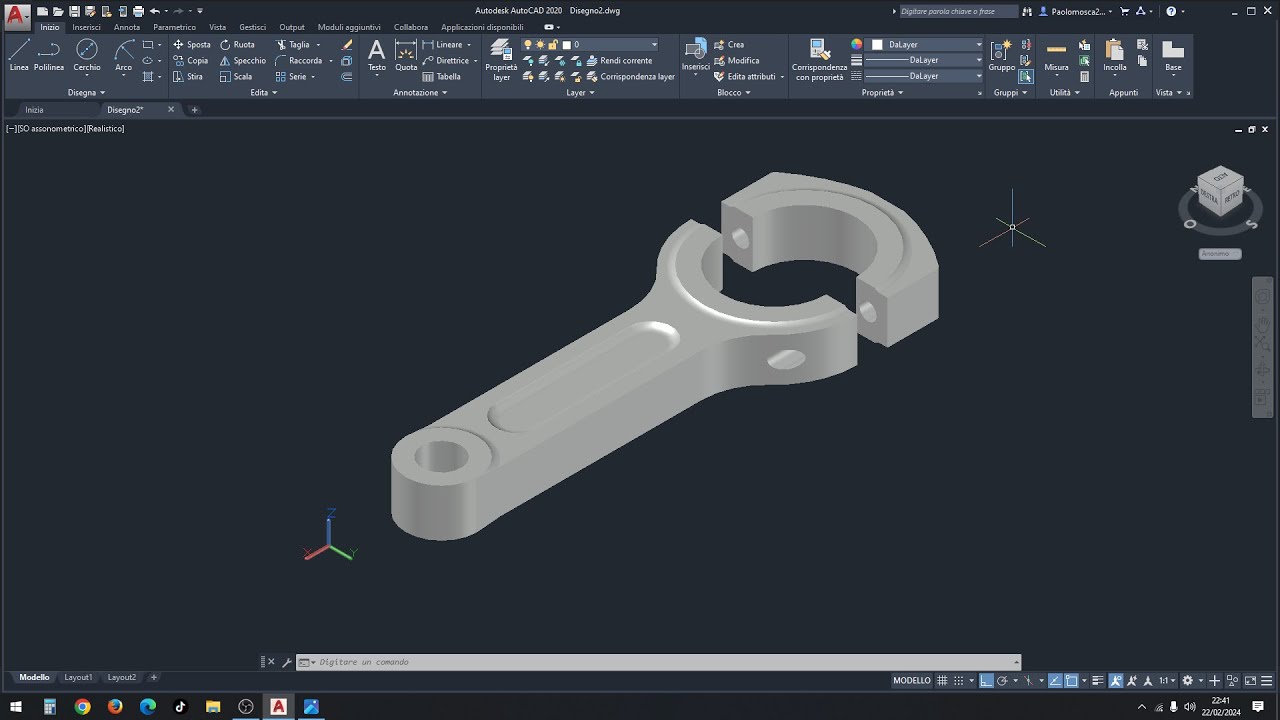 Realizzare in 3D su Autocad le due parti di una BIELLA utilizzando TRANCIA - Prof. Paolo Mosca