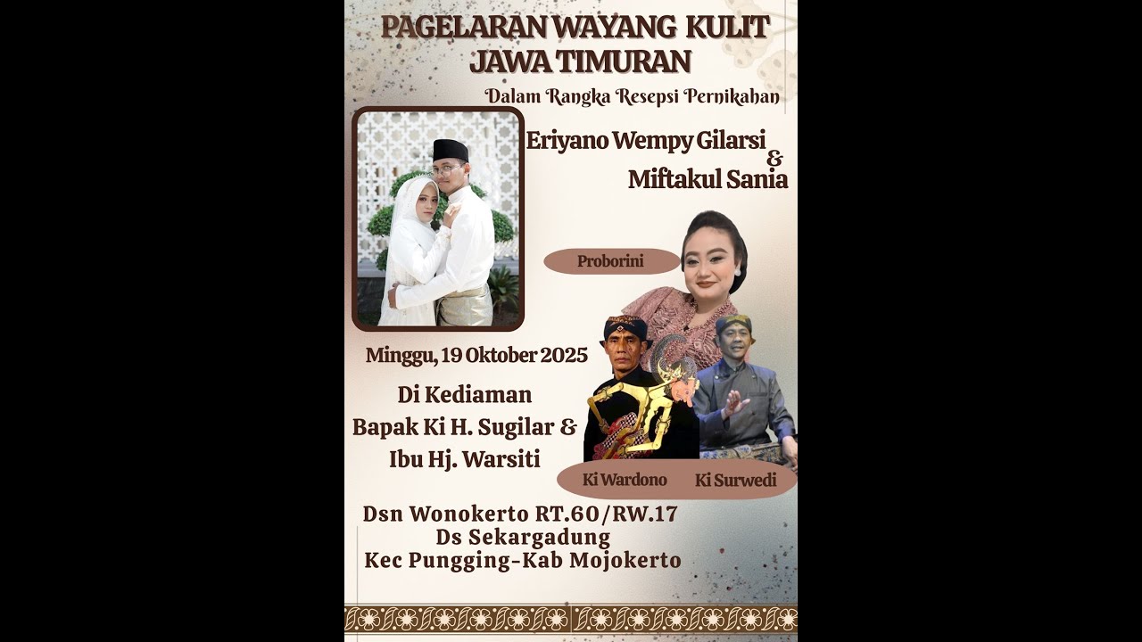 LIVE WAYANG KULIT KI WARDONO & KI SURWEDI DI KEDIAMAN KI H. SUGILAR. BINTANG TAMU PROBORINI
